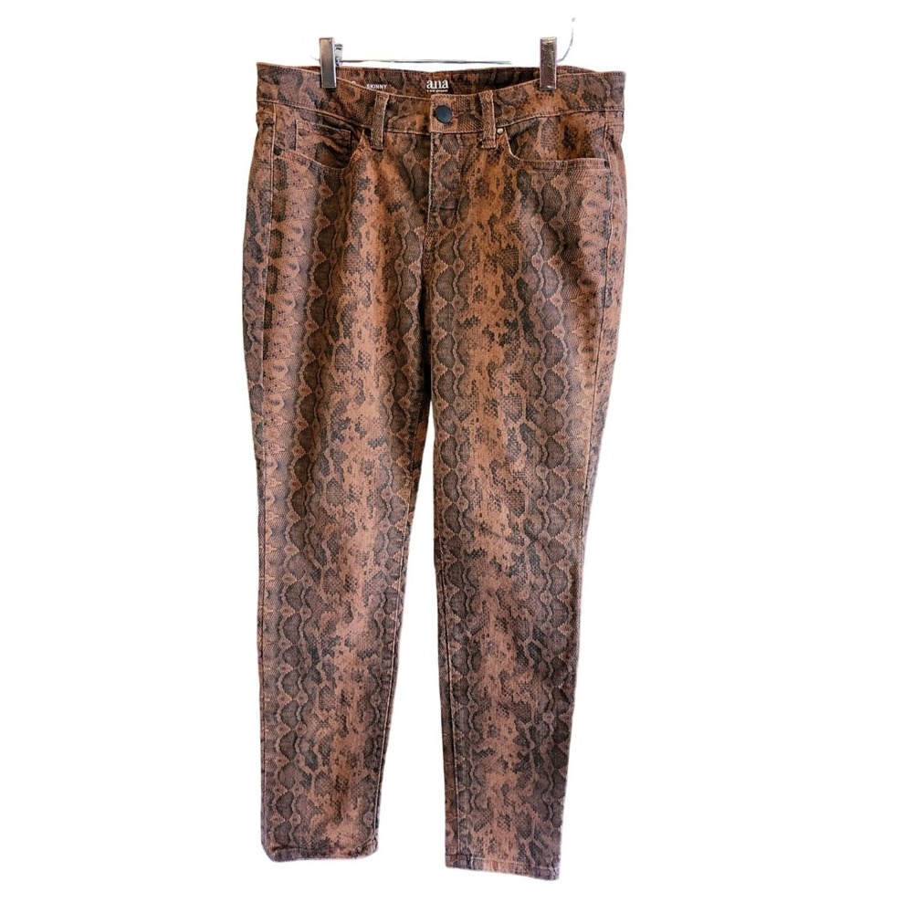 A.N.A Animal Print Jeans 10 Womens Skinny Leg‎ Mid Rise Brown Black